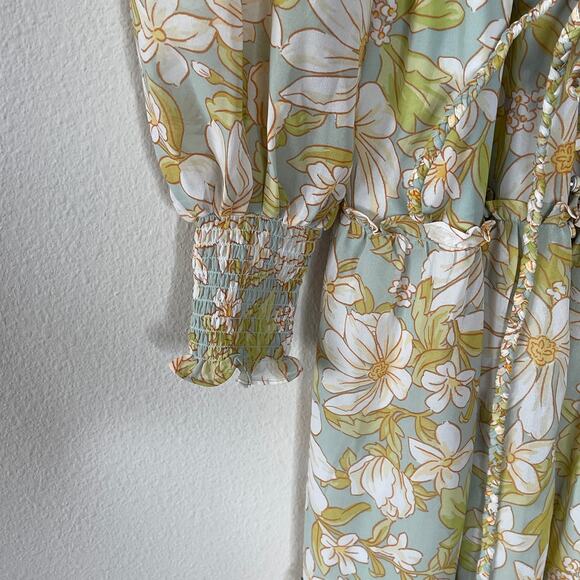 RACHEL PARCELL  FLORAL PRINT LONG SLEEVE CHIFFON MIDI DRESS SIZE M - Picture 3 of 11